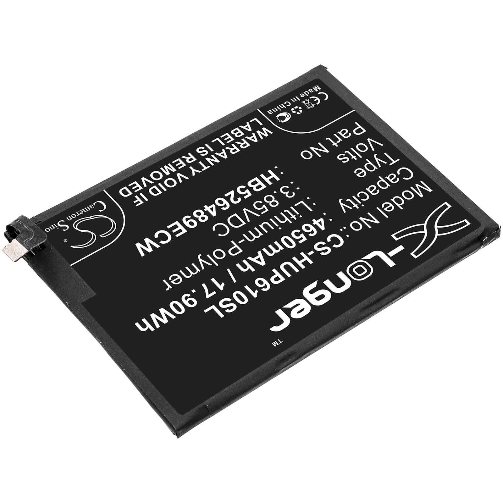 3.85V, 4650mAh, Li-Polymer Battery fits Huawei, Med-l29, Med-l29n, 17.9025Wh