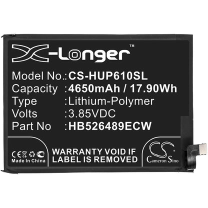 3.85V, 4650mAh, Li-Polymer Battery fits Huawei, Med-l29, Med-l29n, 17.9025Wh