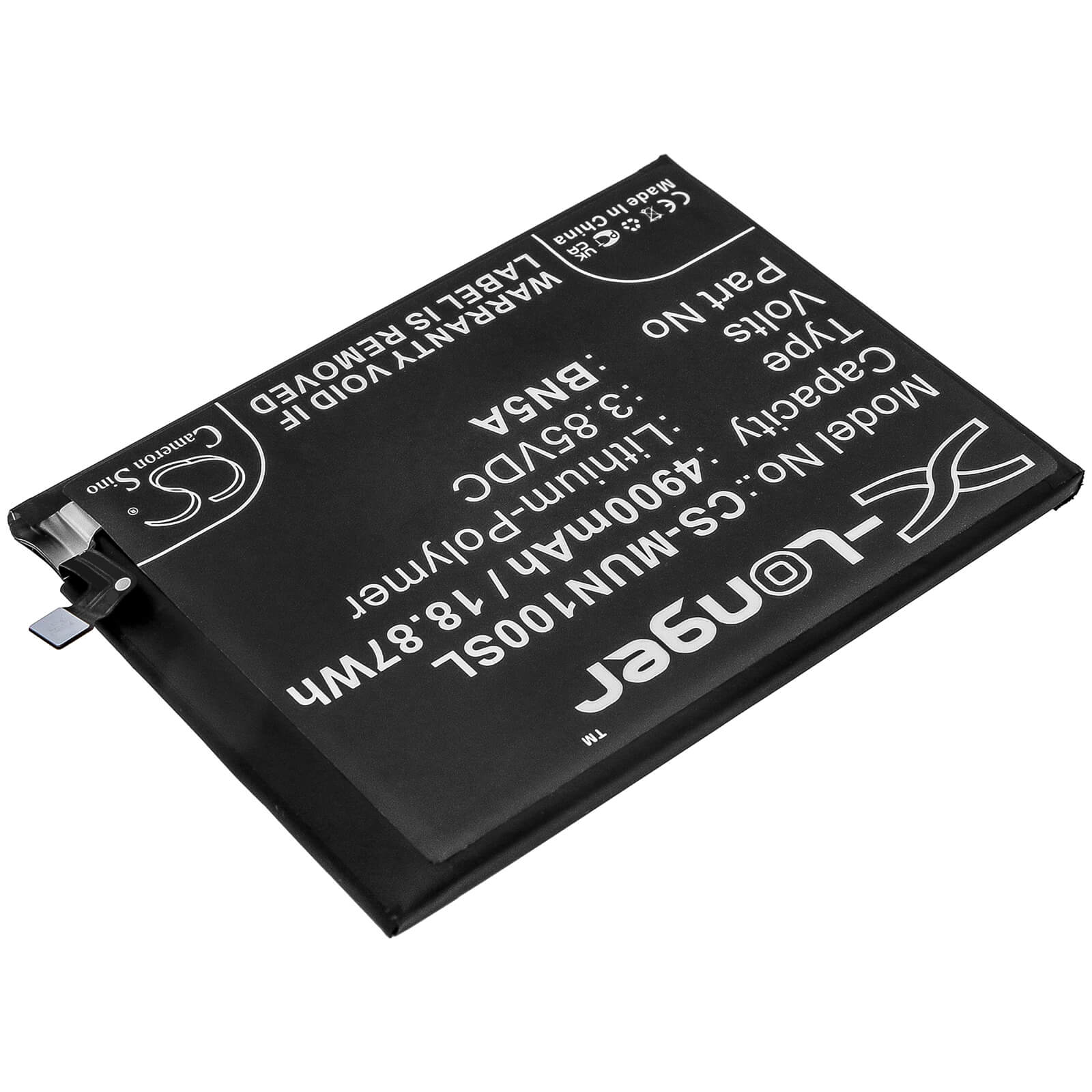 3.85V, 4900mAh, Li-Polymer Battery fits Redmi, M2103k19g, M2103k19i, 18.865Wh