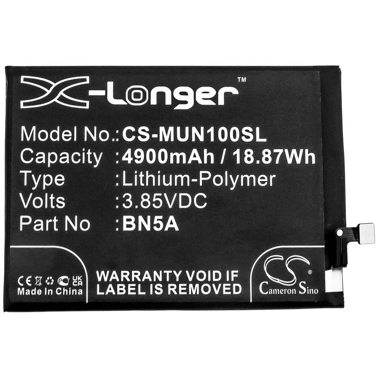 3.85V, 4900mAh, Li-Polymer Battery fits Redmi, M2103k19g, M2103k19i, 18.865Wh