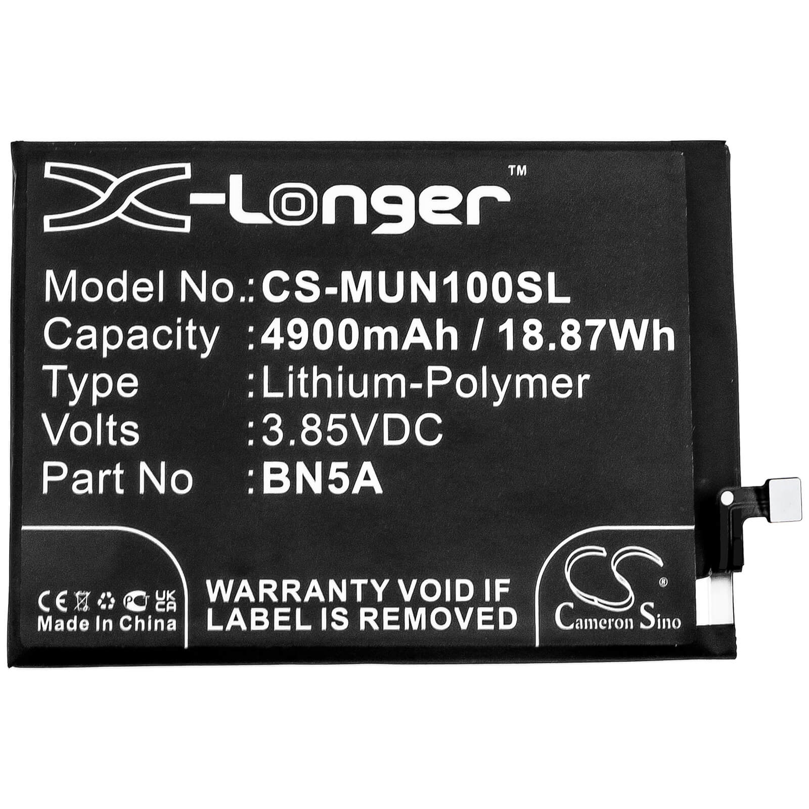 3.85V, 4900mAh, Li-Polymer Battery fits Poco, M2103k19g, M2103k19pg, 18.865Wh