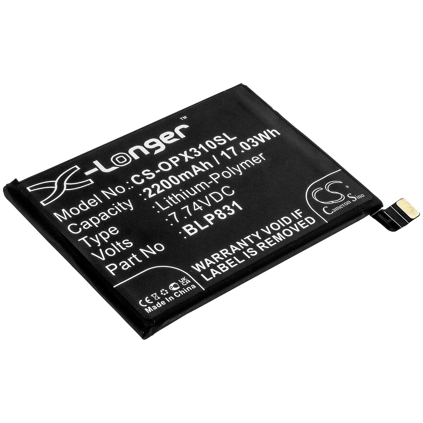 7.74V, 2200mAh, Li-Polymer Battery fits Oppo, Cph2173, Find X3 Pro, 17.028Wh