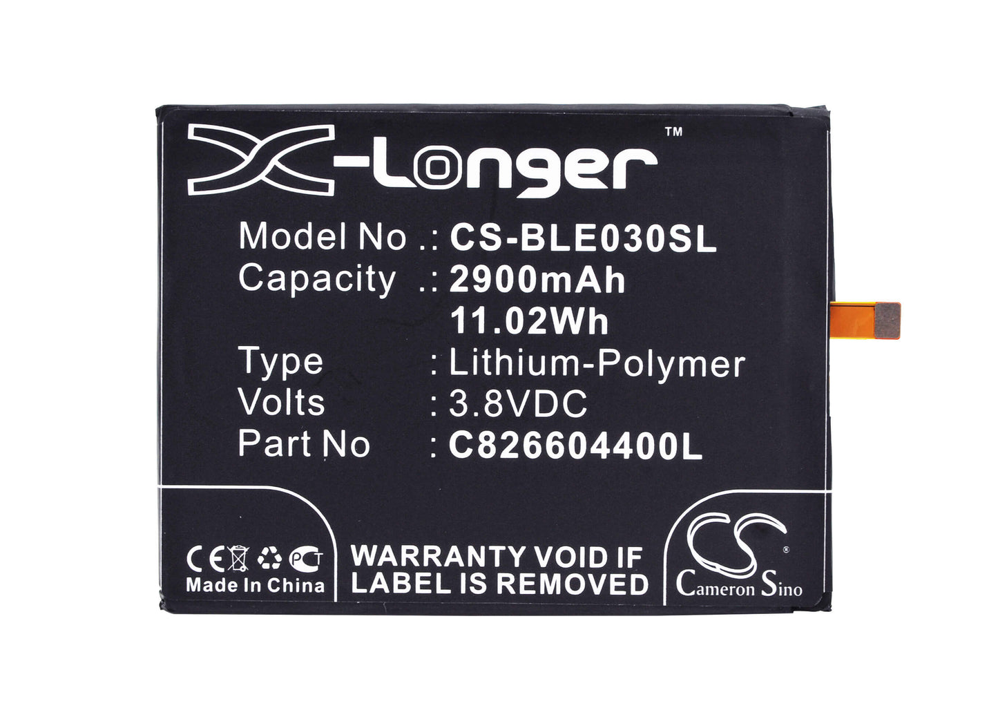 3.8V, 2900mAh, Li-Polymer Battery fits Boway, U11, 11.02Wh