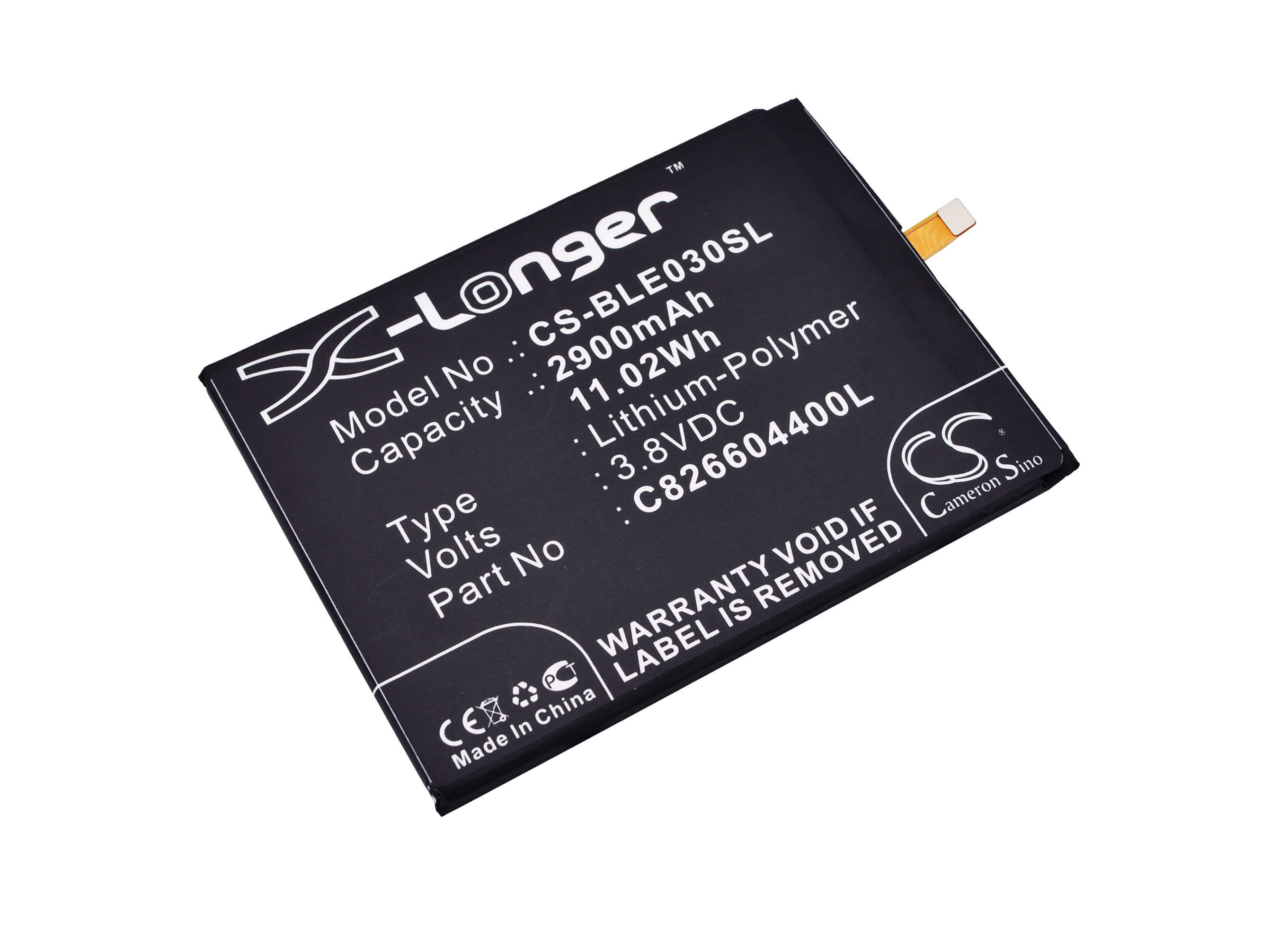 3.8V, 2900mAh, Li-Polymer Battery fits Blu, E010q, E030us, 11.02Wh