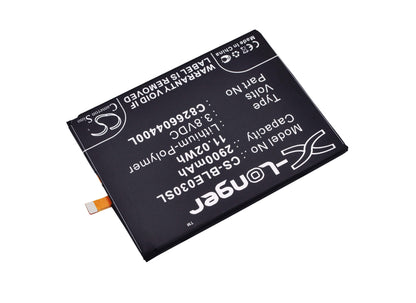 3.8V, 2900mAh, Li-Polymer Battery fits Blu, E010q, E030us, 11.02Wh