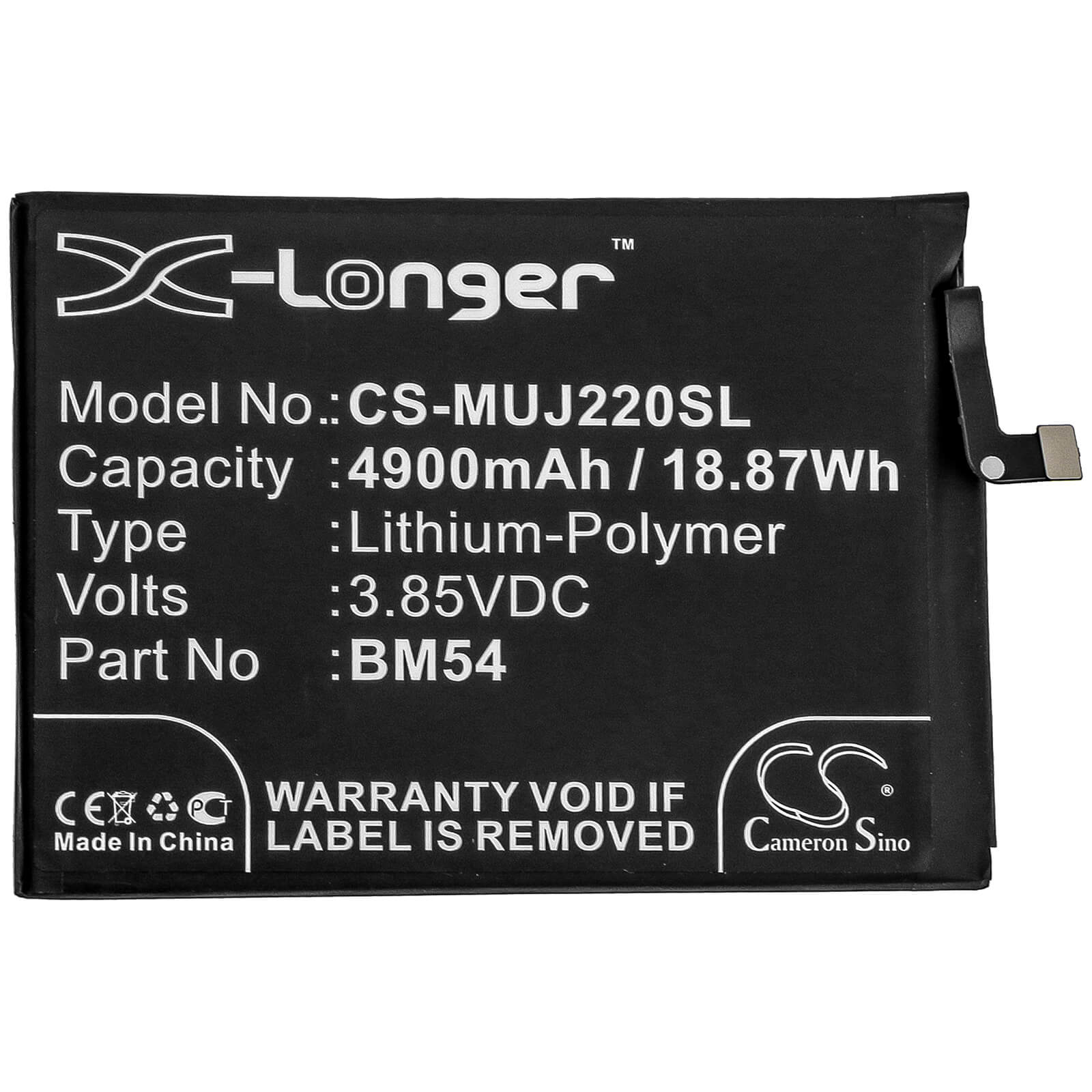 3.85V, 4900mAh, Li-Polymer Battery fits Redmi, A001xm, M2007j22c, 18.865Wh