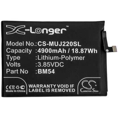 3.85V, 4900mAh, Li-Polymer Battery fits Redmi, A001xm, M2007j22c, 18.865Wh