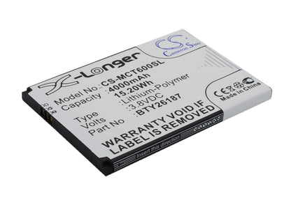 3.8V, 4000mAh, Li-Polymer Battery fits Mobistel, Cynus T6, 15.2Wh