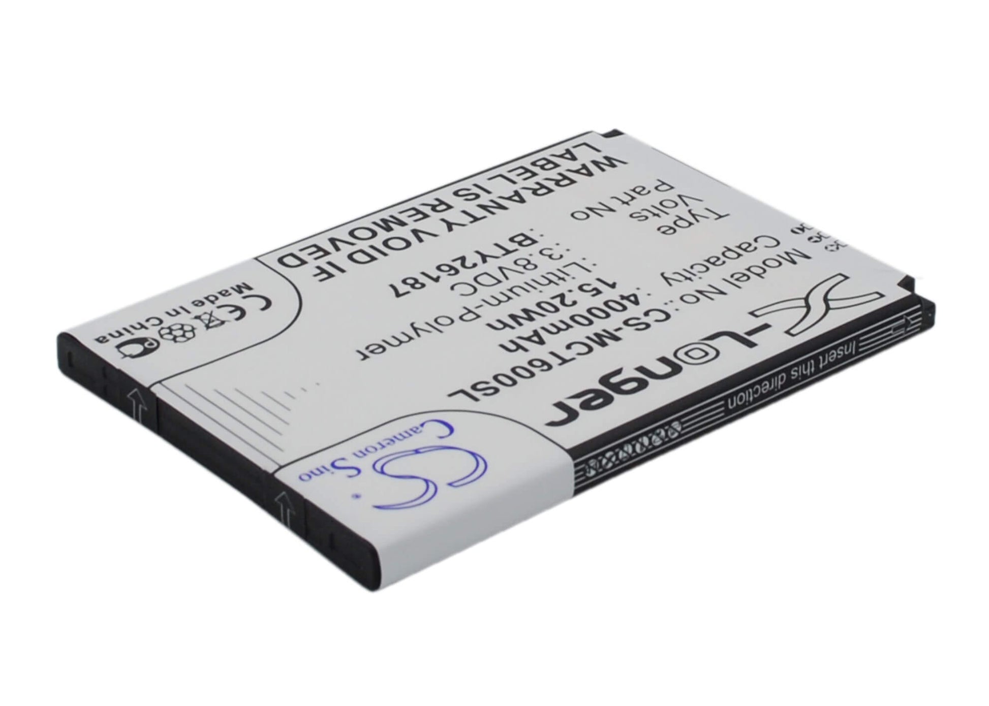 3.8V, 4000mAh, Li-Polymer Battery fits Mobistel, Cynus T6, 15.2Wh
