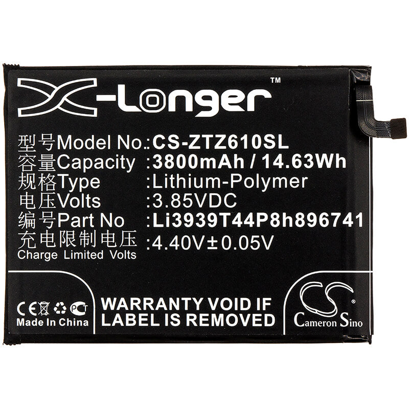 3.85V, 3800mAh, Li-Polymer Battery fits Zte, Blade Max View, Blade Max View Lte, 14.63Wh