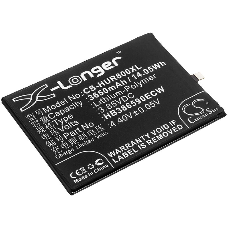 3.85V, 3650mAh, Li-Polymer Battery fits Huawei, Honor 8x, Honor 8x Dual Sim, 14.0525Wh
