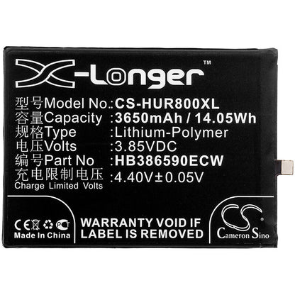 3.85V, 3650mAh, Li-Polymer Battery fits Huawei, Honor 8x, Honor 8x Dual Sim, 14.0525Wh