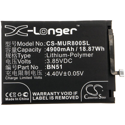 3.85V, 4900mAh, Li-Polymer Battery fits Xiaomi, M1908c3ic, M1908c3ie, 18.865Wh