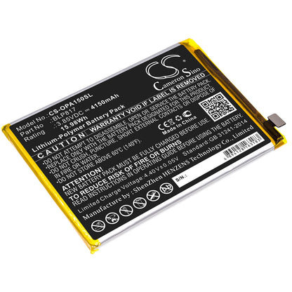 3.85V, 4150mAh, Li-Polymer Battery fits Oppo, A15, A15 2020, 15.9775Wh
