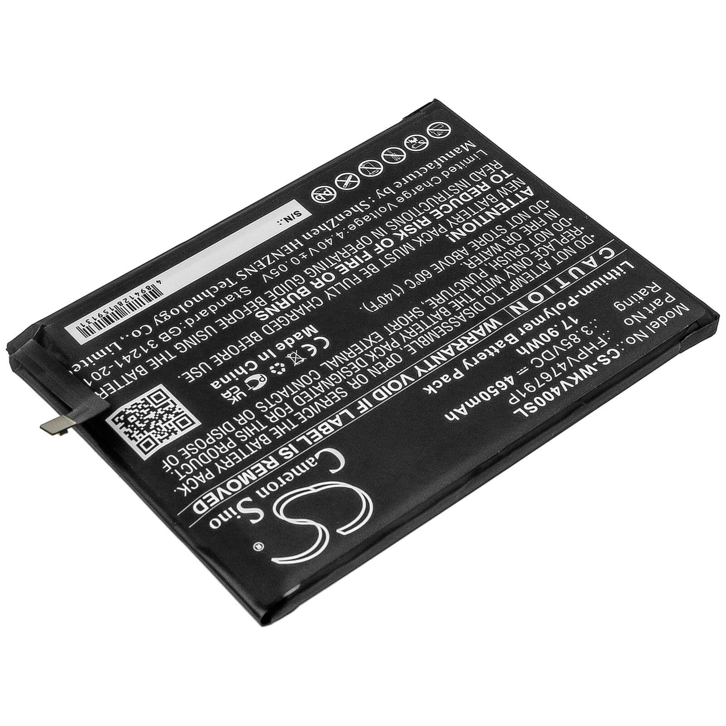 3.85V, 4650mAh, Li-Polymer Battery fits Wiko, Power U10, View 4, 17.9025Wh