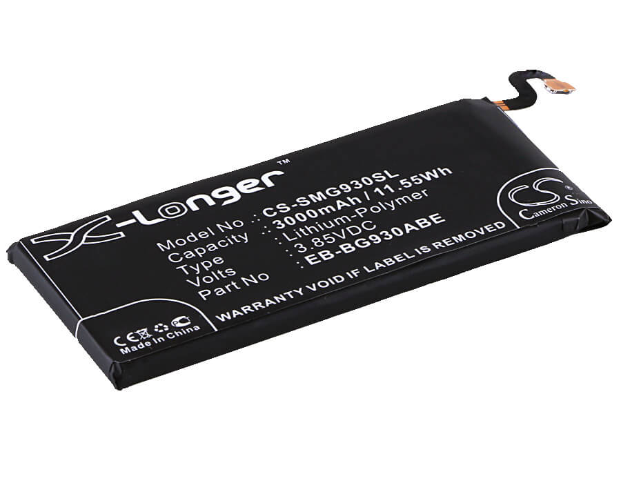 3.85V, 3000mAh, Li-Polymer Battery fits Samsung, Galaxy S7, Galaxy S7 Duos, 11.55Wh