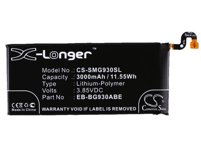 3.85V, 3000mAh, Li-Polymer Battery fits Samsung, Galaxy S7, Galaxy S7 Duos, 11.55Wh