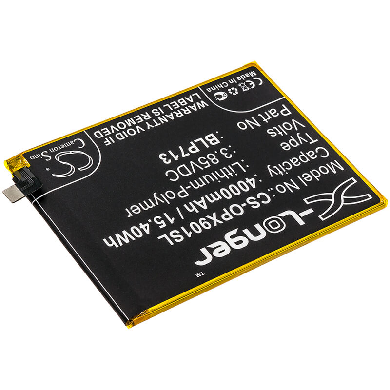 3.85V, 4000mAh, Li-Polymer Battery fits Oppo, Realme X, Rmx1901, 15.4Wh