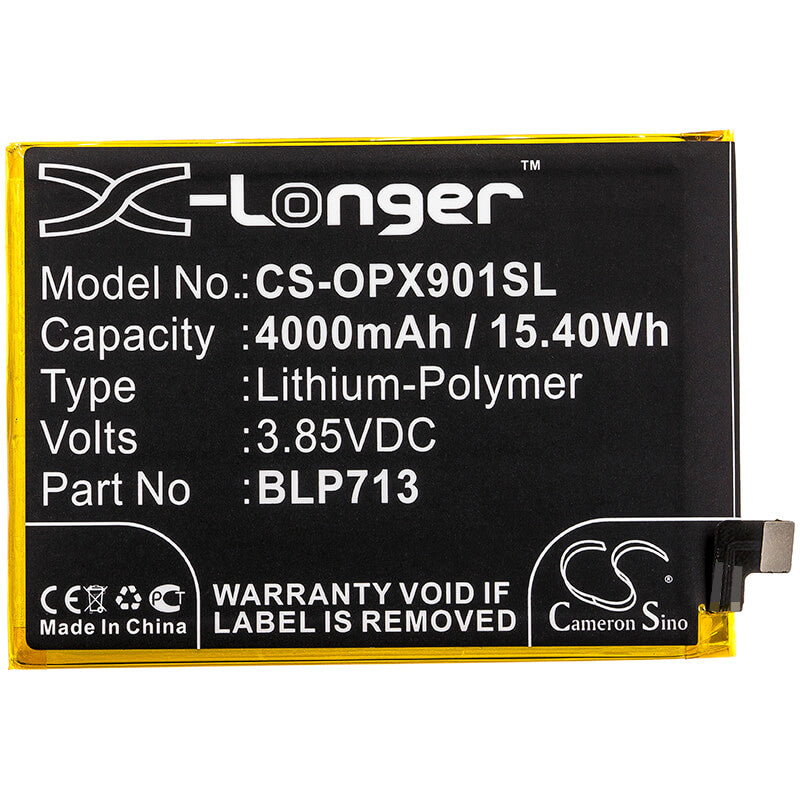 3.85V, 4000mAh, Li-Polymer Battery fits Oppo, Realme X, Rmx1901, 15.4Wh