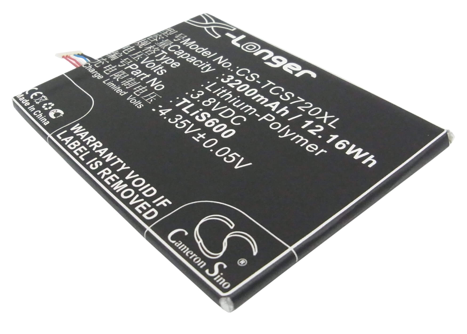 3.8V, 3200mAh, Li-Polymer Battery fits Alcatel, One Touch Flash, Ot-6042, 12.16Wh