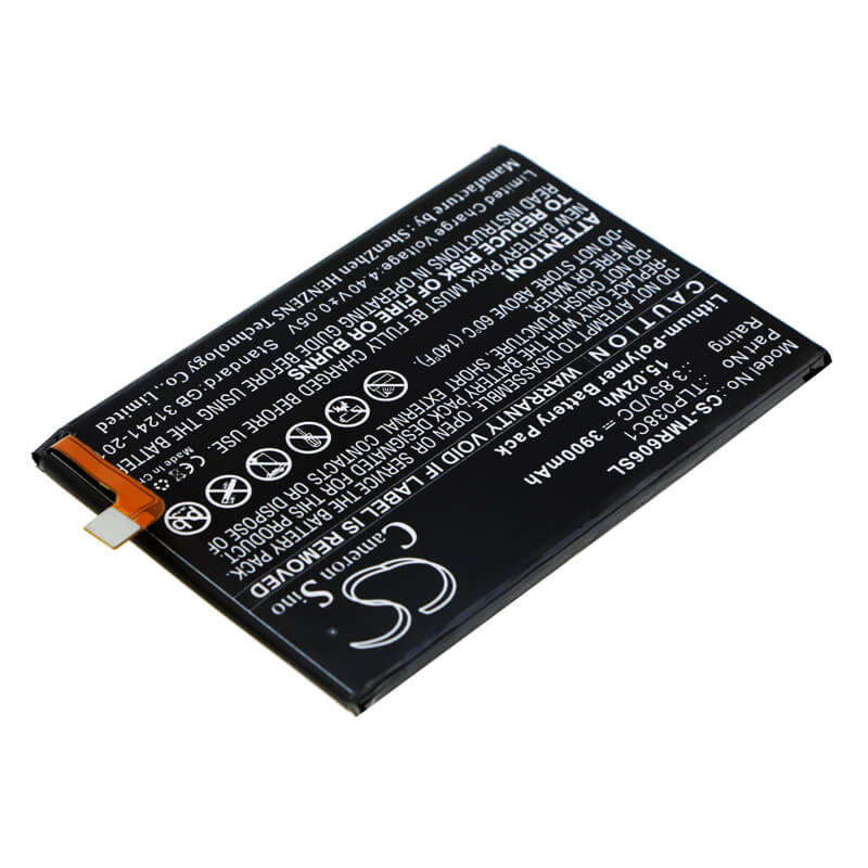 3.85V, 3900mAh, Li-Polymer Battery fits T-mobile, 6062z, Revvl 2 Plus, 15.015Wh