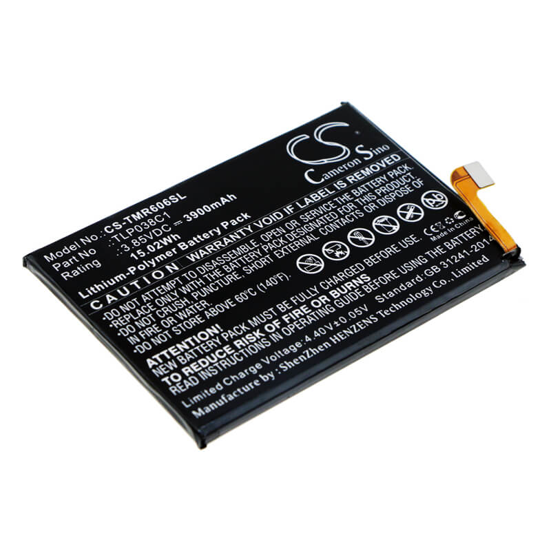 3.85V, 3900mAh, Li-Polymer Battery fits Alcatel, 7, 7 Lte, 15.015Wh