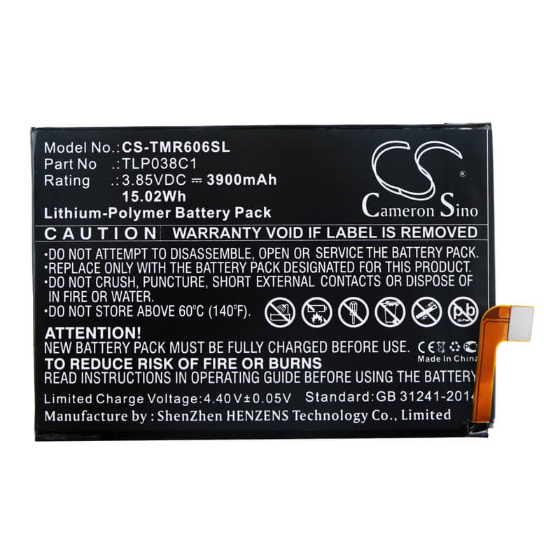 3.85V, 3900mAh, Li-Polymer Battery fits Alcatel, 7, 7 Lte, 15.015Wh