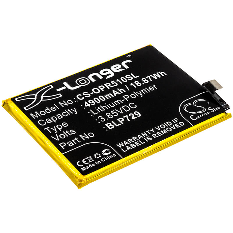 3.85V, 4900mAh, Li-Polymer Battery fits Oppo, Realme 5i, 18.865Wh