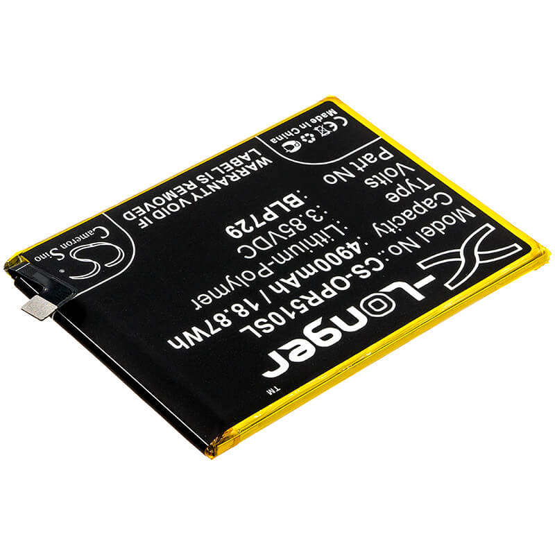 3.85V, 4900mAh, Li-Polymer Battery fits Oppo, Realme 5i, 18.865Wh