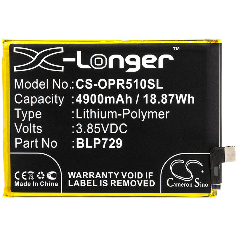 3.85V, 4900mAh, Li-Polymer Battery fits Oppo, Realme 5i, 18.865Wh