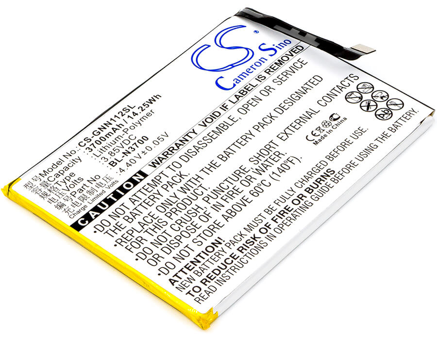 3.85V, 3700mAh, Li-Polymer Battery fits Gionee, Elife S10b, Elife S10b Dual Sim, 14.245Wh