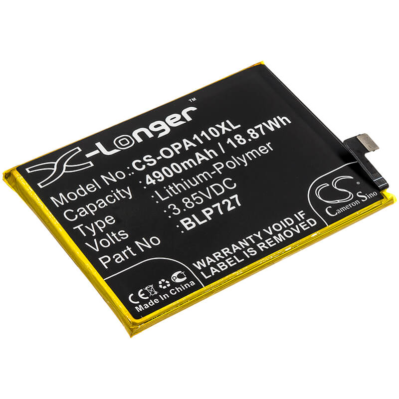 3.85V, 4900mAh, Li-Polymer Battery fits Oppo, A11x, Pchm00, 18.865Wh