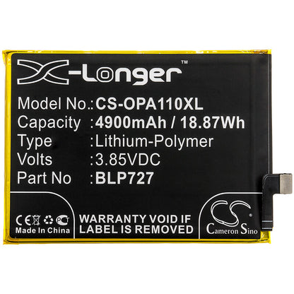 3.85V, 4900mAh, Li-Polymer Battery fits Oppo, A11x, Pchm00, 18.865Wh