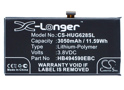 3.8V, 3050mAh, Li-Polymer Battery fits Huawei, Ascend G628, Honor 7, 11.59Wh