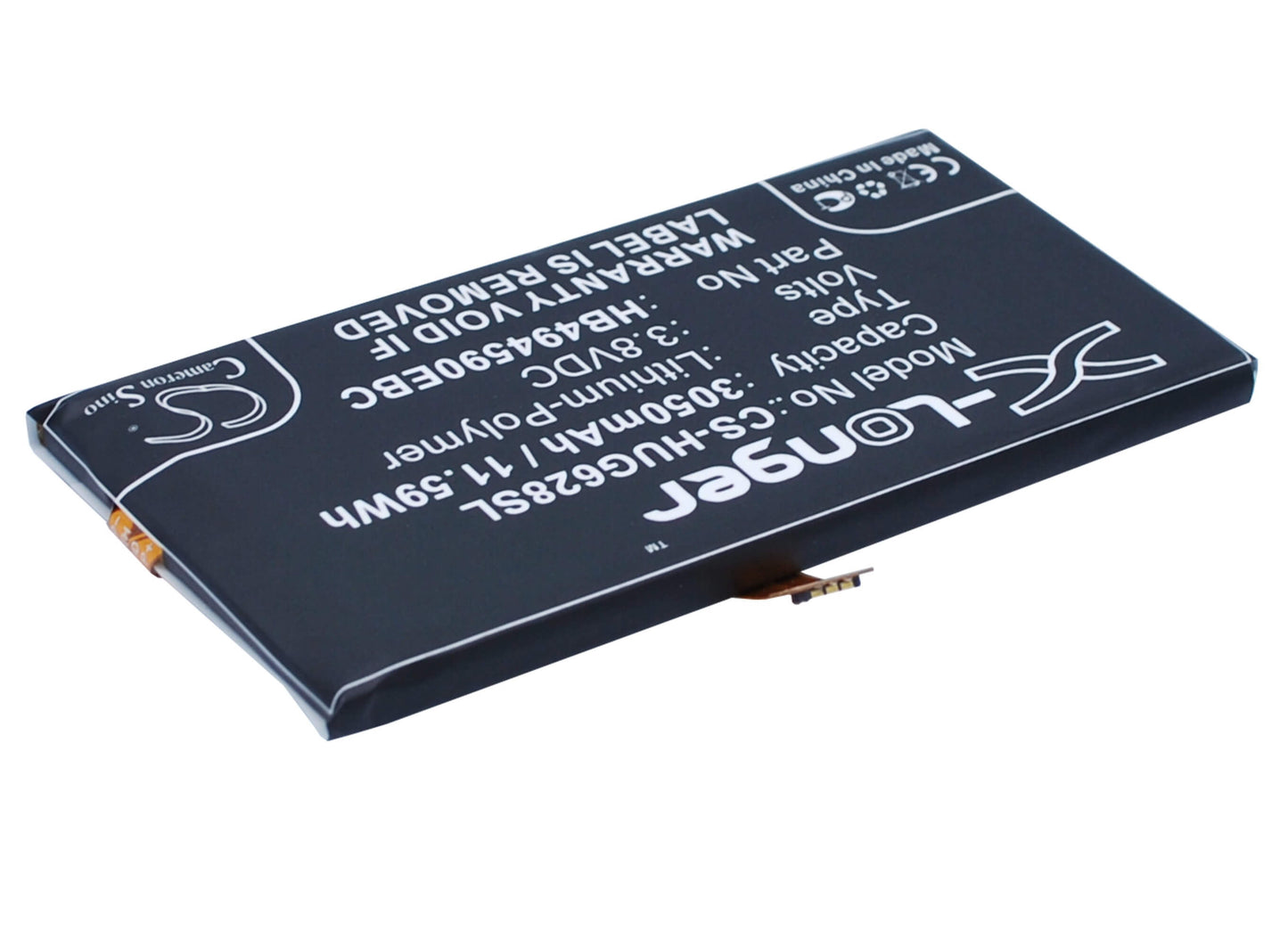 3.8V, 3050mAh, Li-Polymer Battery fits Huawei, Ascend G628, Honor 7, 11.59Wh