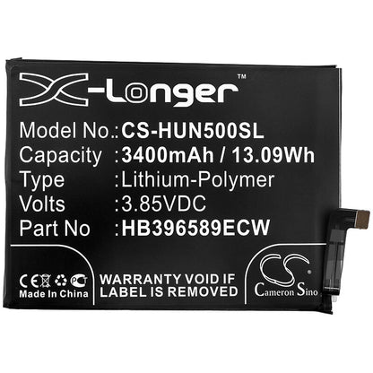 3.85V, 3400mAh, Li-Polymer Battery fits Huawei, Nova 5, Nova 5 Pro, 13.09Wh