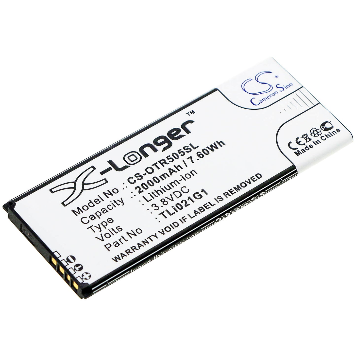 3.8V, 2000mAh, Li-ion Battery fits Alcatel, 5005r, Insight, 7.6Wh