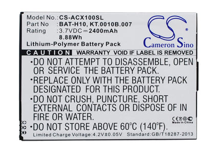 3.7V, 2400mAh, Li-Polymer Battery fits Acer, Liquid X1, S53, 8.88Wh