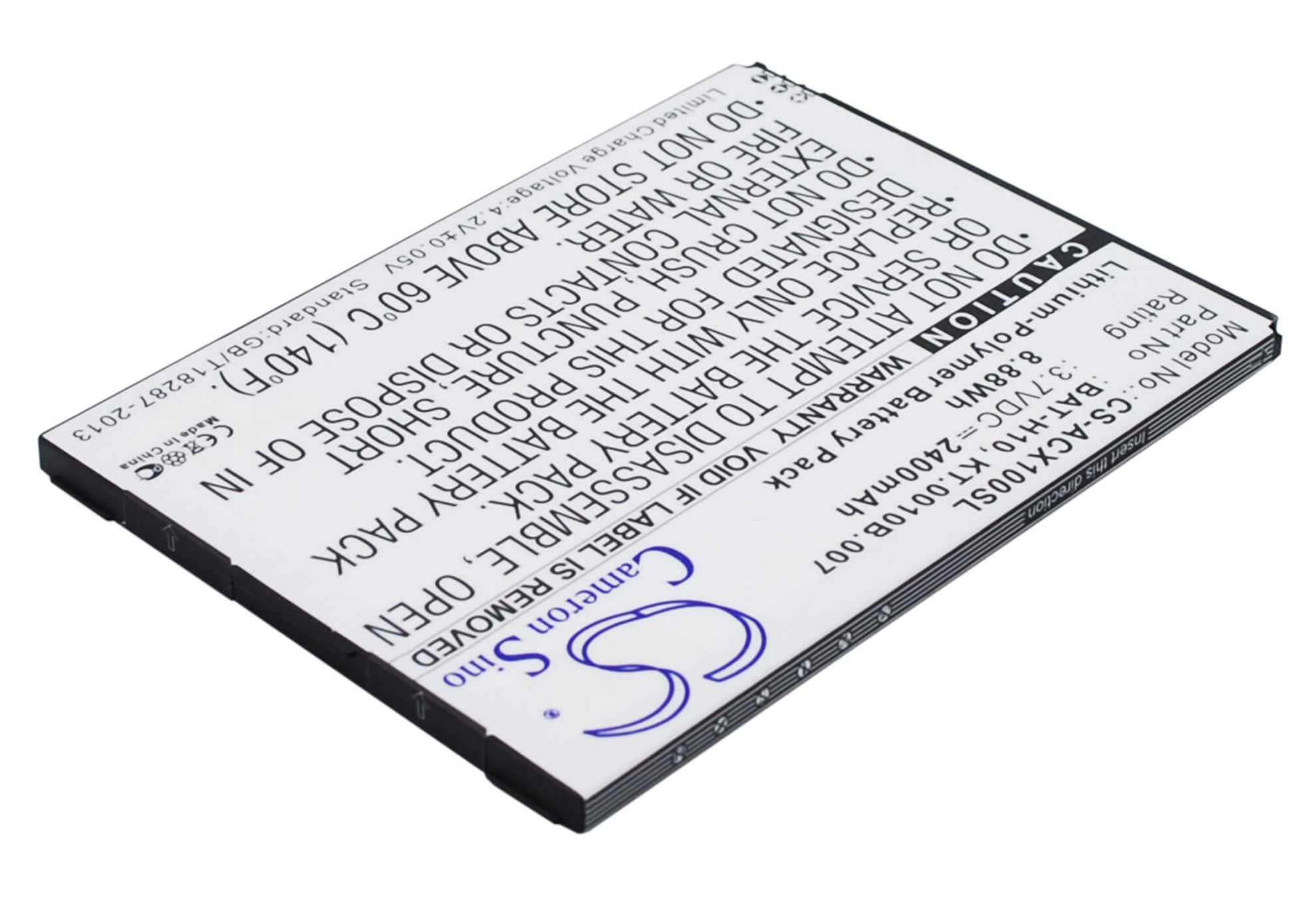 3.7V, 2400mAh, Li-Polymer Battery fits Acer, Liquid X1, S53, 8.88Wh