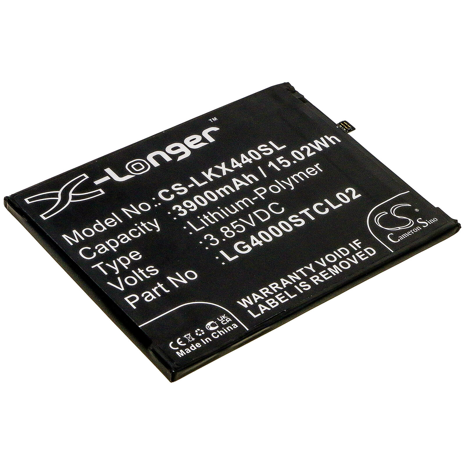 3.85V, 3900mAh, Li-Polymer Battery fits Lg, Lmx440im, W30 2019, 15.015Wh