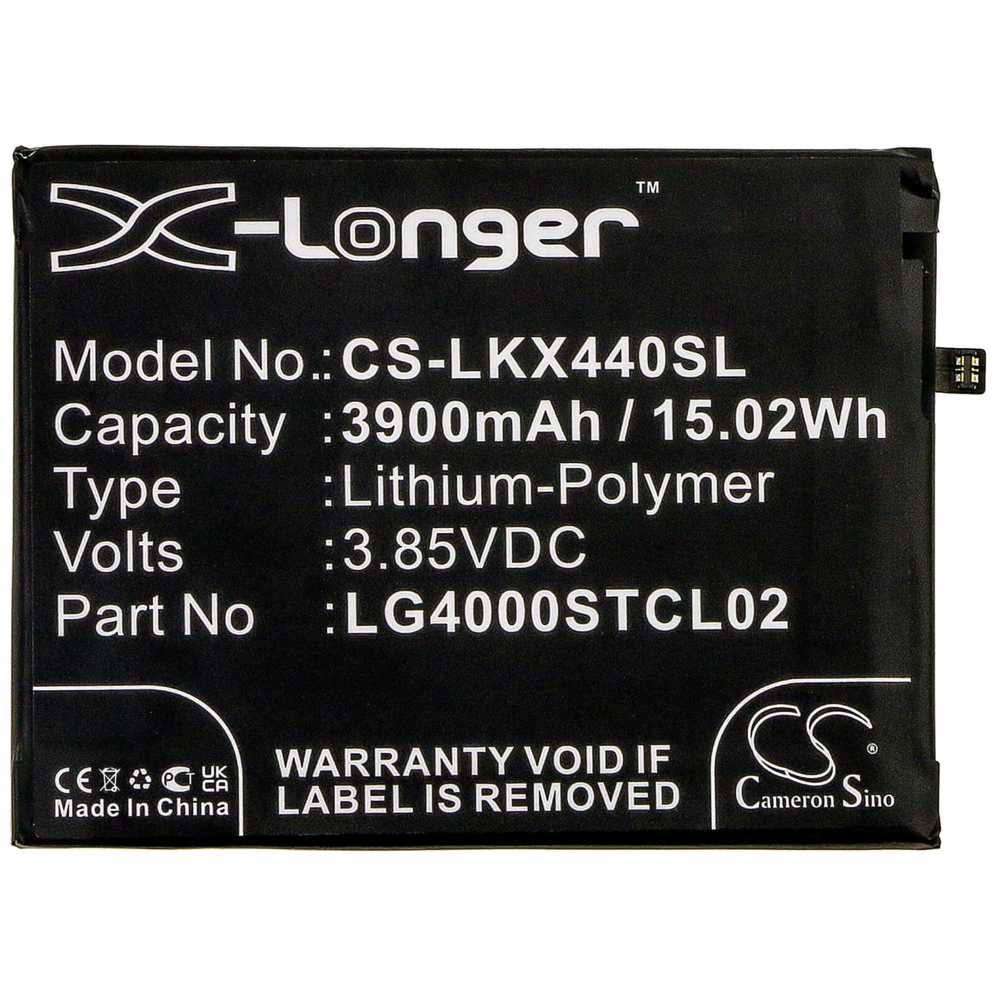 3.85V, 3900mAh, Li-Polymer Battery fits Lg, Lmx440im, W30 2019, 15.015Wh