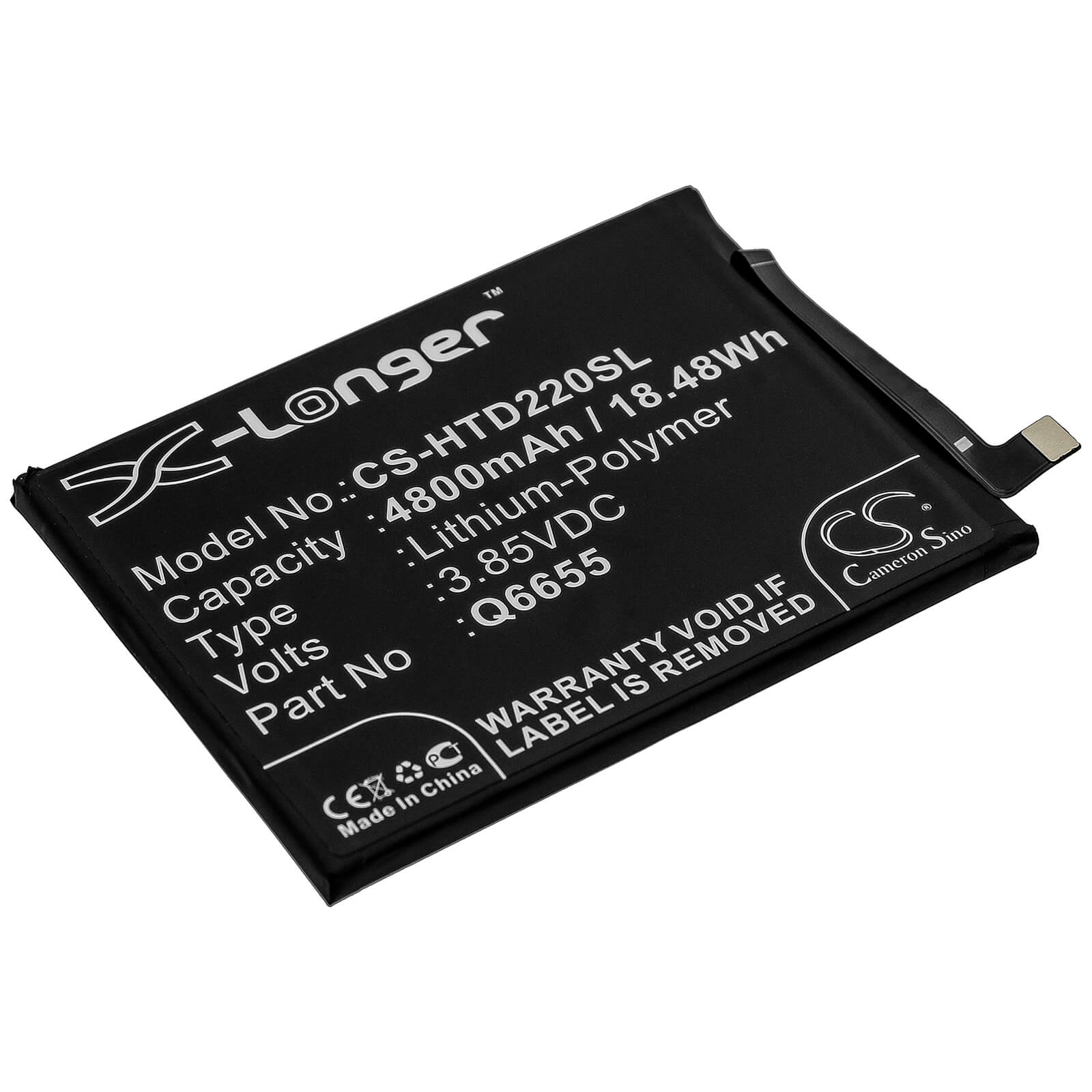 3.85V, 4800mAh, Li-Polymer Battery fits Htc, Desire 20 Pro, 18.48Wh