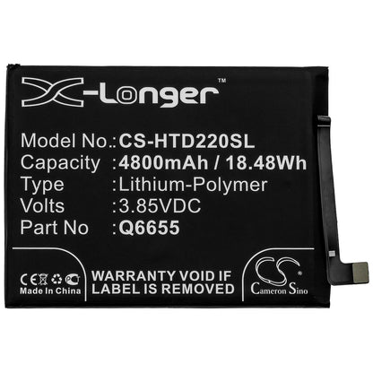 3.85V, 4800mAh, Li-Polymer Battery fits Htc, Desire 20 Pro, 18.48Wh