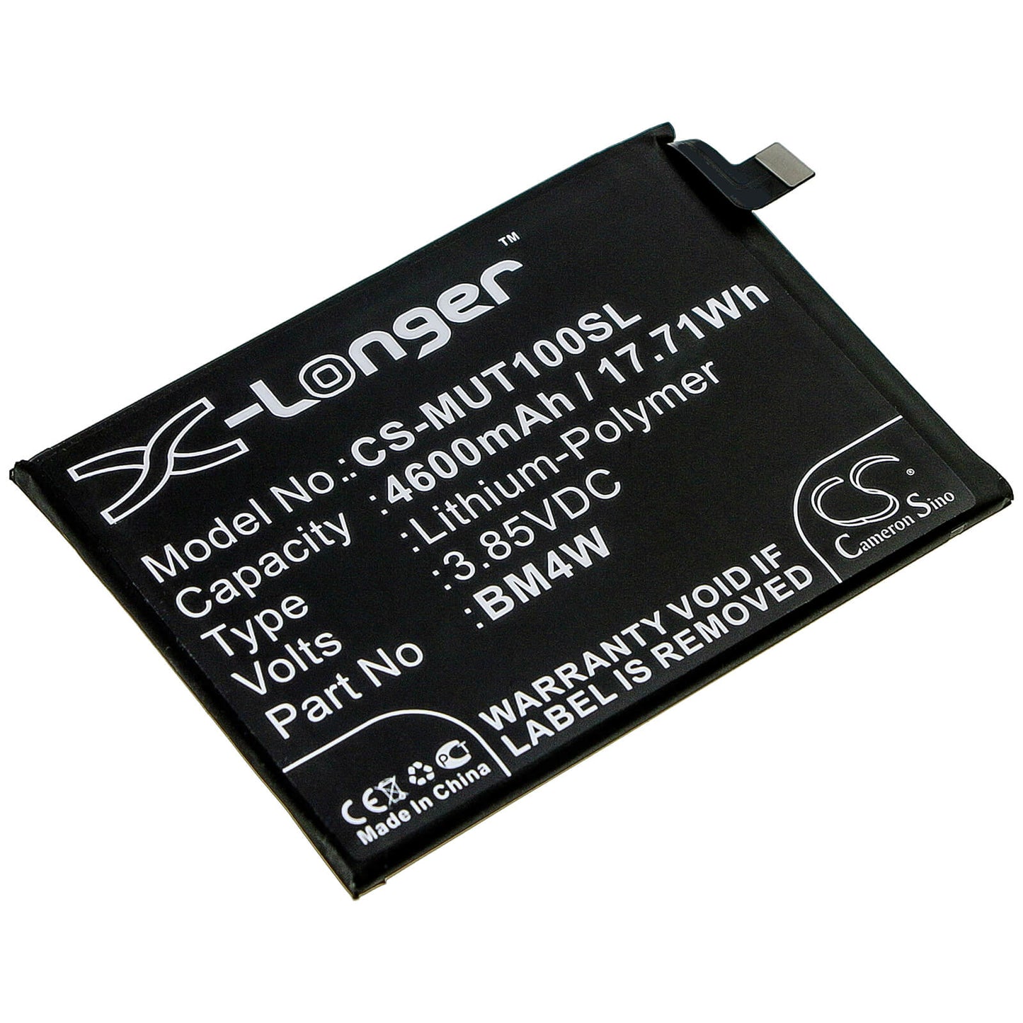 3.85V, 4600mAh, Li-Polymer Battery fits Redmi, M2007j17c, Note 9 Pro 5g, 17.71Wh