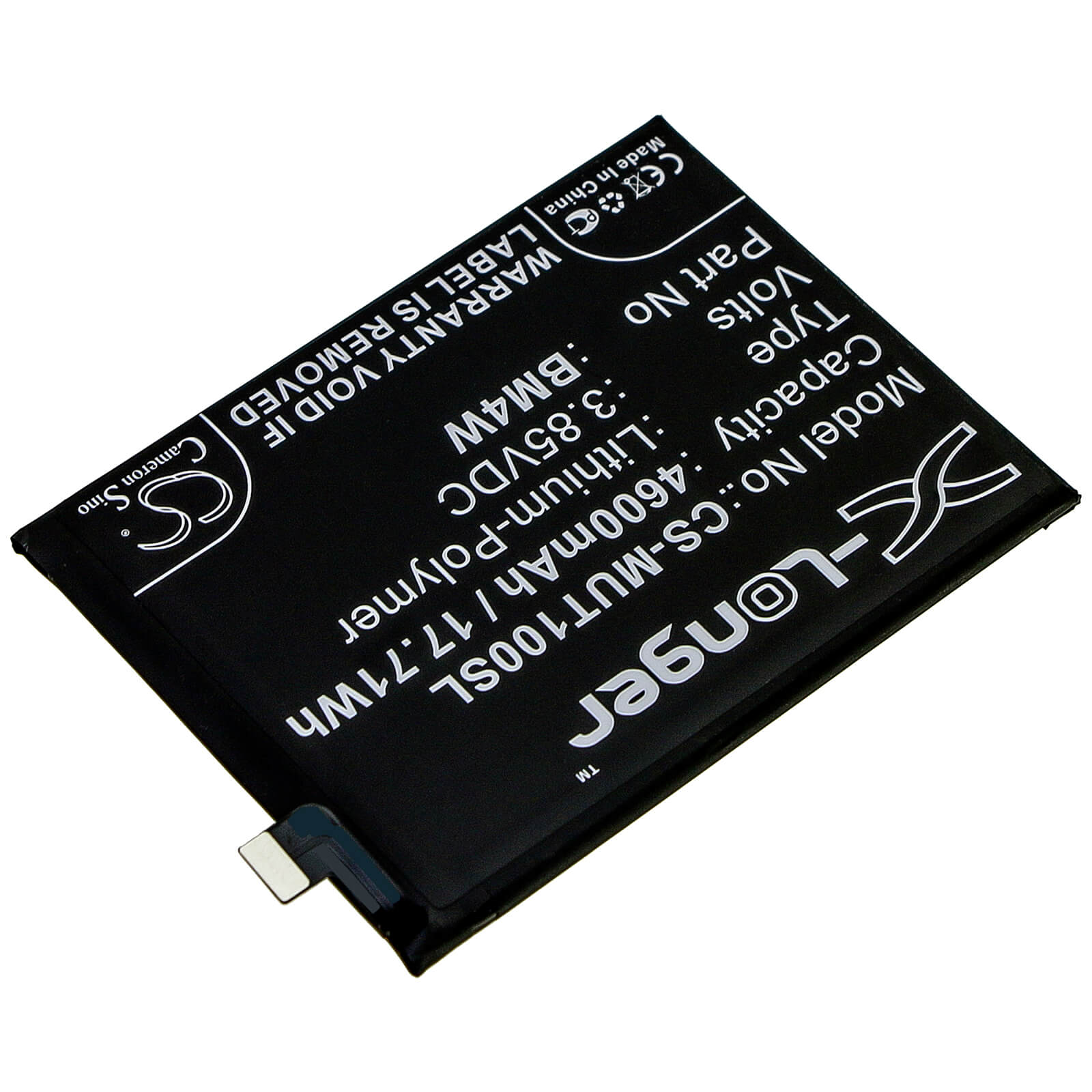 3.85V, 4600mAh, Li-Polymer Battery fits Redmi, M2007j17c, Note 9 Pro 5g, 17.71Wh