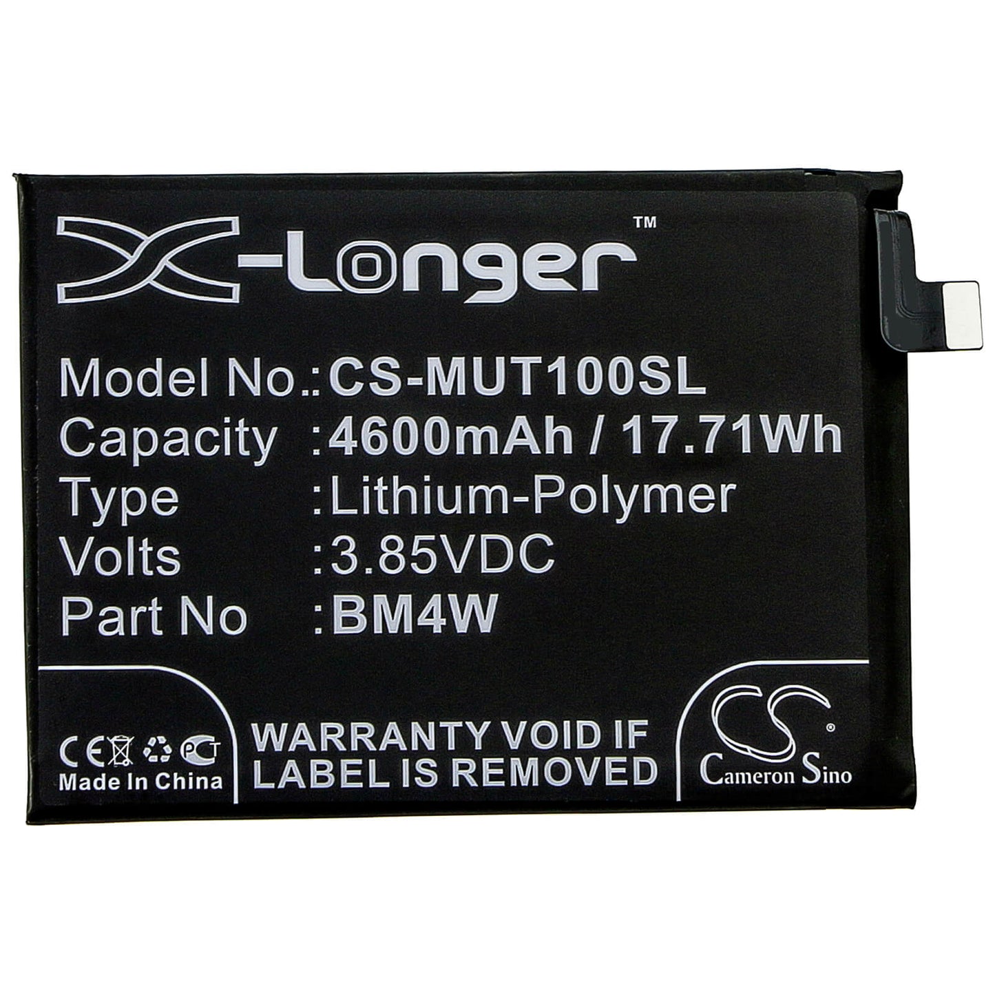 3.85V, 4600mAh, Li-Polymer Battery fits Xiaomi, M2007j17g, M2007j17i, 17.71Wh