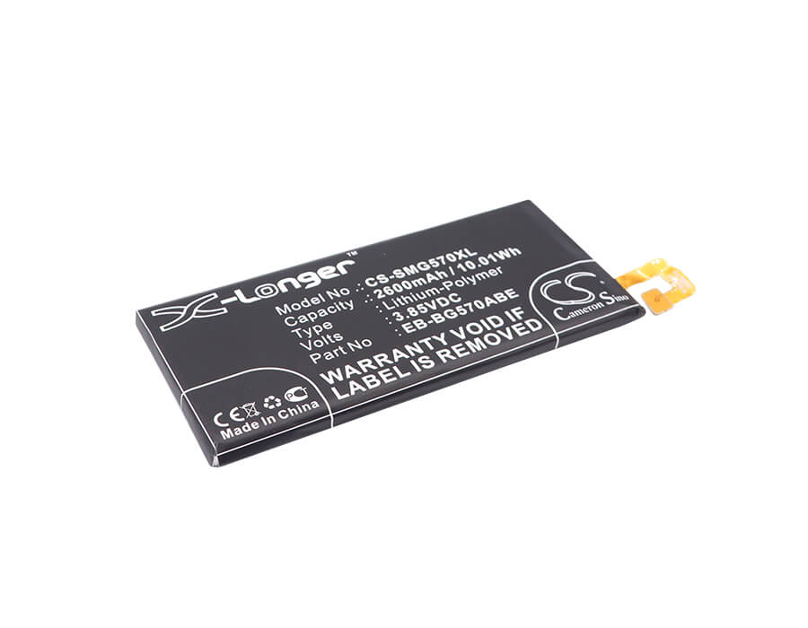 3.85V, 2600mAh, Li-Polymer Battery fits Samsung, Galaxy On5 2016 Duos, Galaxy On5 2016 Duos Td-lte, 10.01Wh