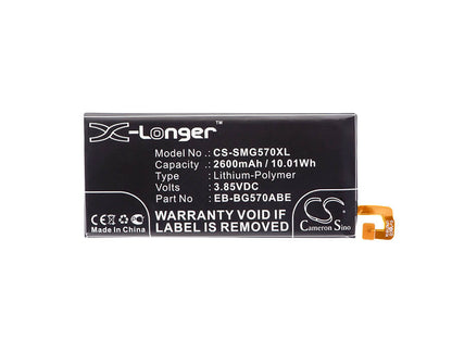 3.85V, 2600mAh, Li-Polymer Battery fits Samsung, Galaxy On5 2016 Duos, Galaxy On5 2016 Duos Td-lte, 10.01Wh