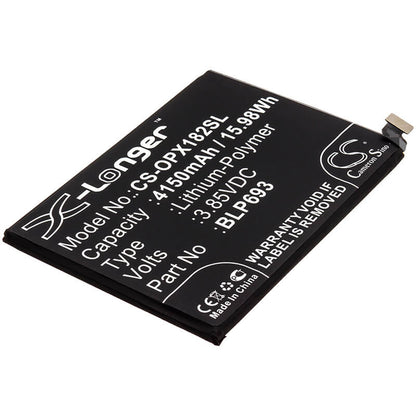 3.85V, 4150mAh, Li-Polymer Battery fits Oppo, Realme 3, Rmx1821, 15.9775Wh