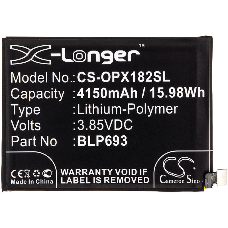 3.85V, 4150mAh, Li-Polymer Battery fits Oppo, Realme 3, Rmx1821, 15.9775Wh